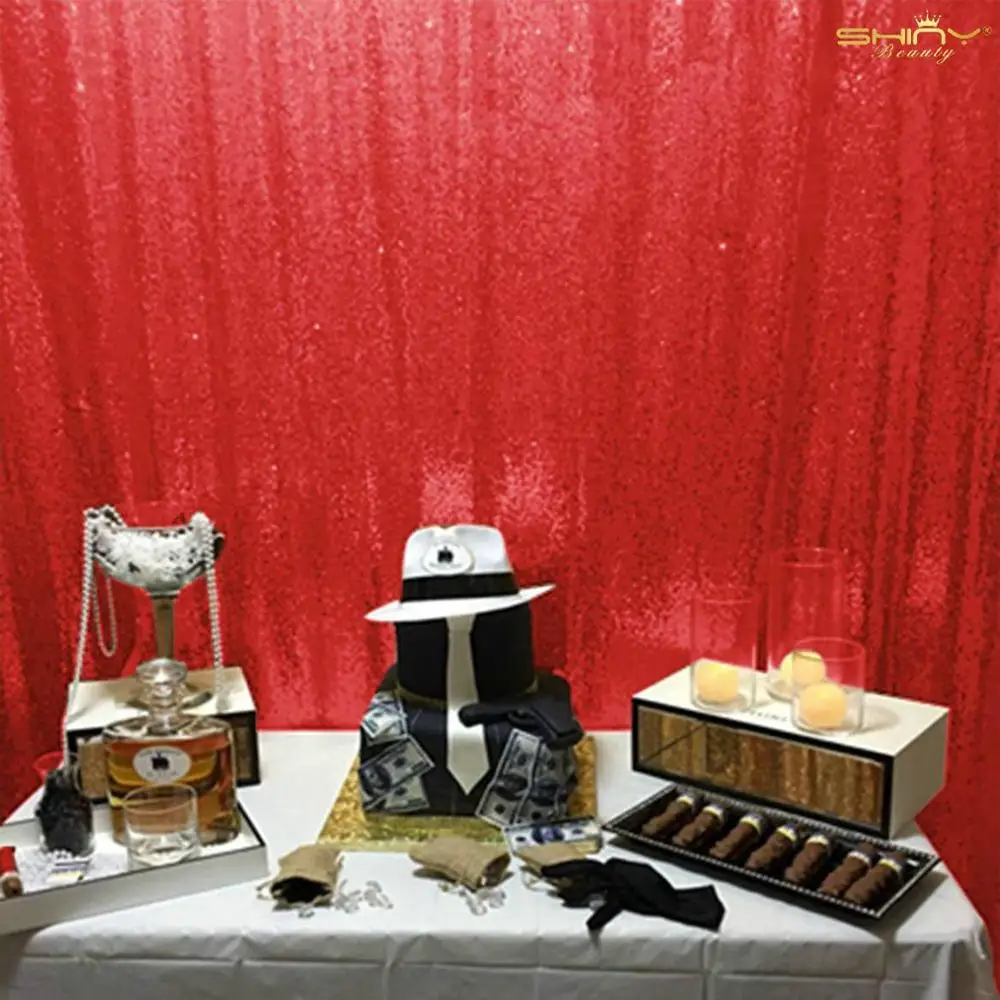 

Shinybeauty Red Sequin Photo Backdrop Party Backdrops Glitter Birthday Curtain Decoration Background-M190729