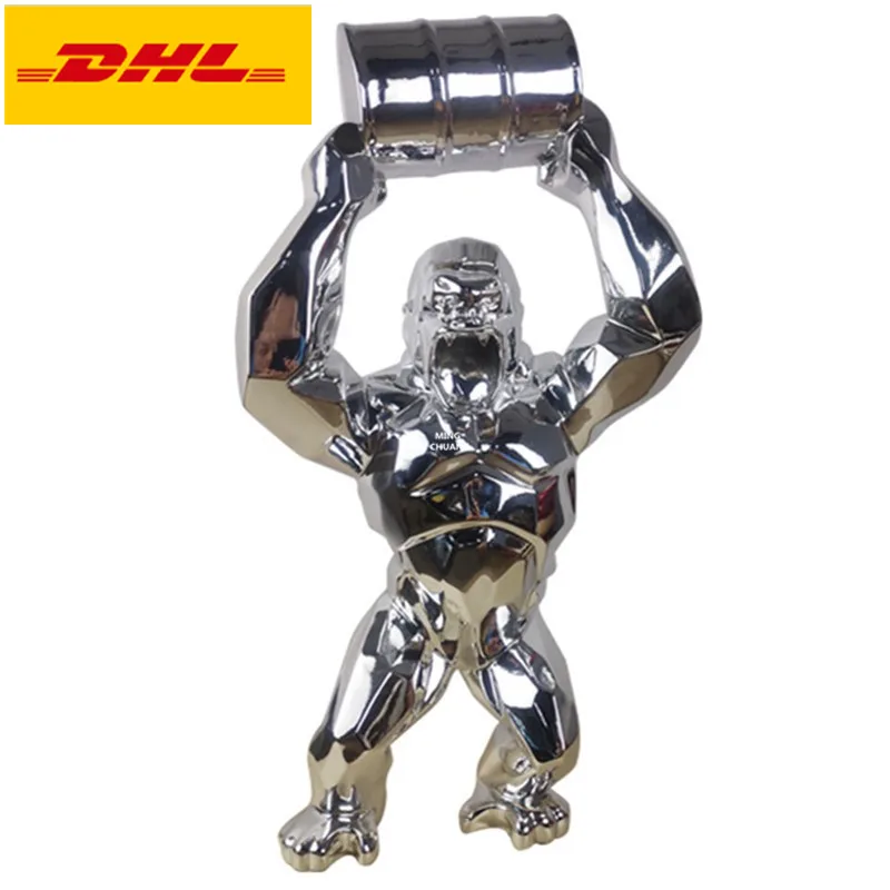 

26"Simulation Animal Statue Electroplating Gorilla Bust King Kong Full-Length Portrait Decoration GK Action Figure Toy 65CM V290