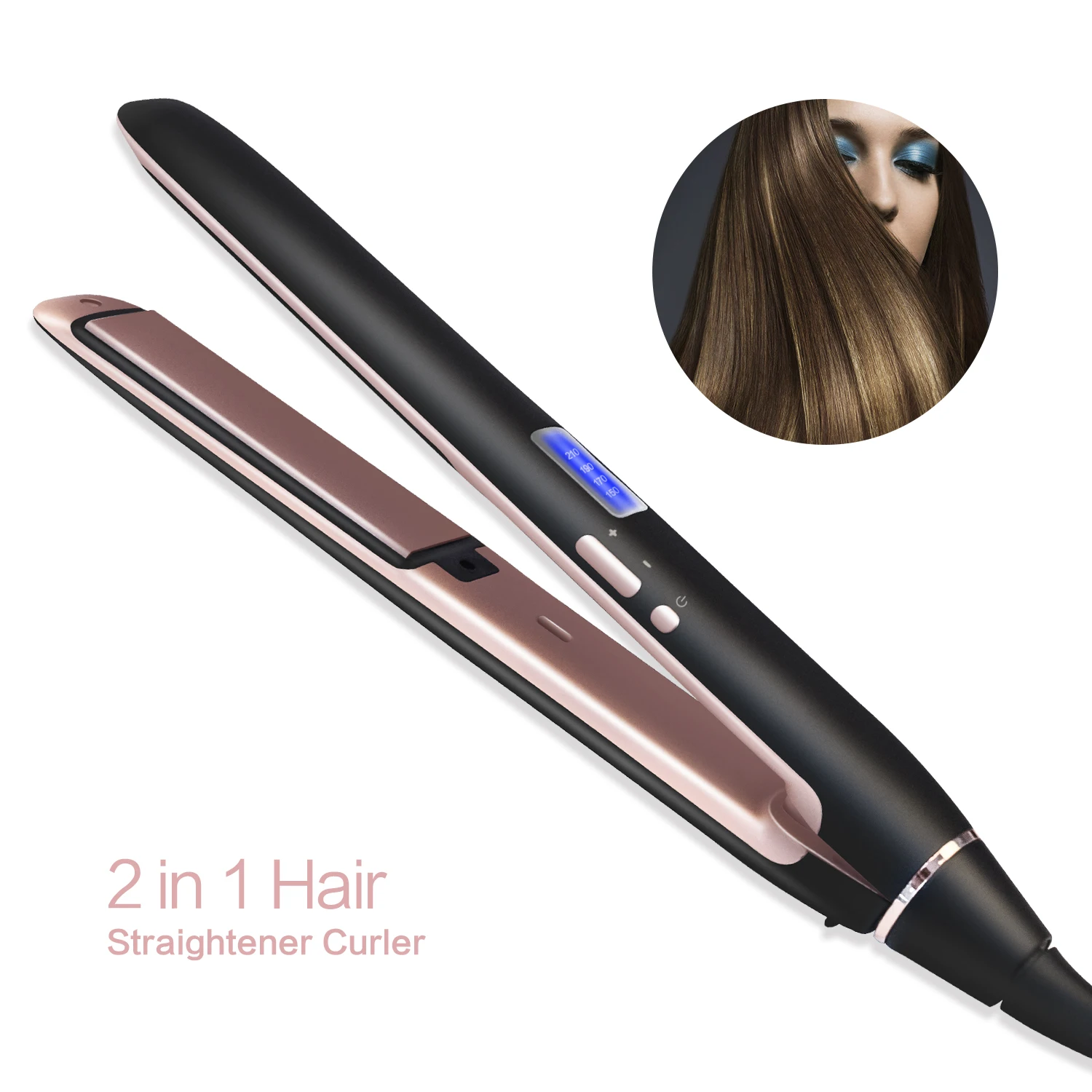 

Professional Flat Iron Hair Straightener Fast Electric Straightening Iron Ceramic Styling Tool 110-240v LCD Digital Display