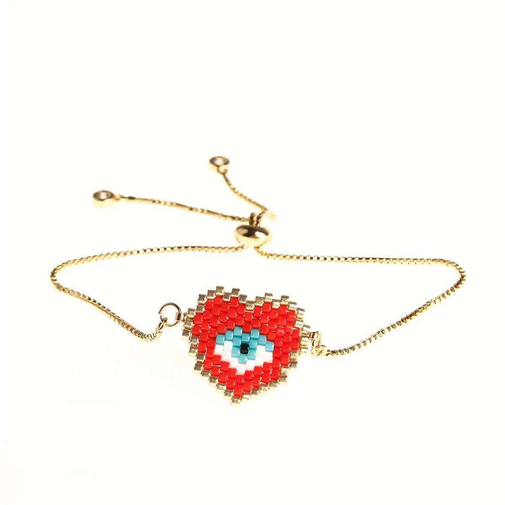 Go2boho MIYUKI сглаза браслет Сердце Браслеты для женщин Браслеты Mujer нарукавная повязка летние ювелирные изделия нержавеющая сталь цепь ручной работы - Окраска металла: MI-B190352D