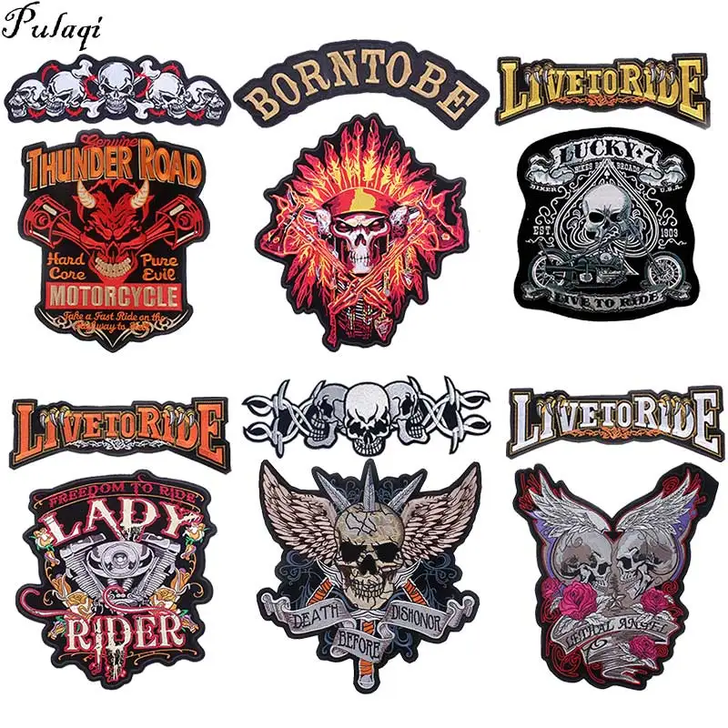 Motorcycle Bike Embroidered Patches On Clothes Back Large Patches For