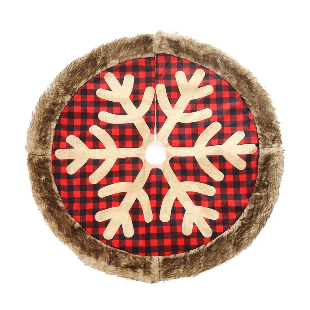 

Plaid Snowflake Christmas Tree Skirt Tree Mat for Holiday Party Home Decorations BJStore