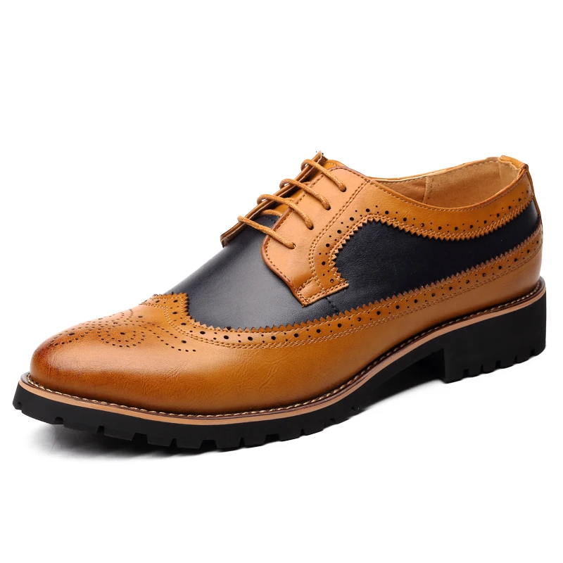 

2020 New Oxford Shoes Men Brogues Shoes Lace-Up Bullock Business Wedding Dress Shoes Male Formal Shoes mens shoes formal