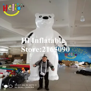 

3.5 m high funny carnival parade walking inflatable white Polar bear puppet costume