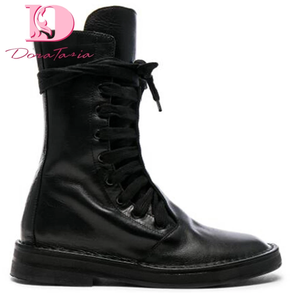 

Doratasia 2020 big size 43 fashion Woman Shoes shoslaces motorcycles boots comfortable Women ankle Boots female