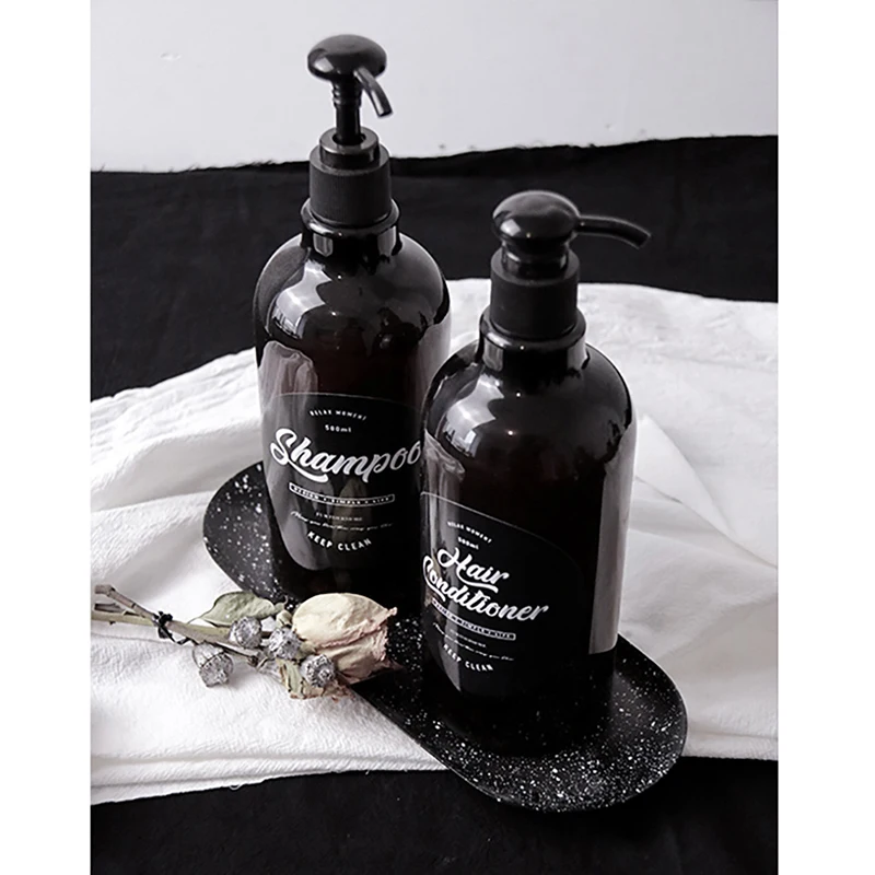Nordic PET Soap Bottle soap dispenser refillable bottle shampoo dispenser soap dispenser bottle refillable plastic bottles plastic lotion bottle 500ml Bathroom Shower Gel Refillable Bottles Shampoo Wash Hair Conditioner Lotions Press Dispenser Brown