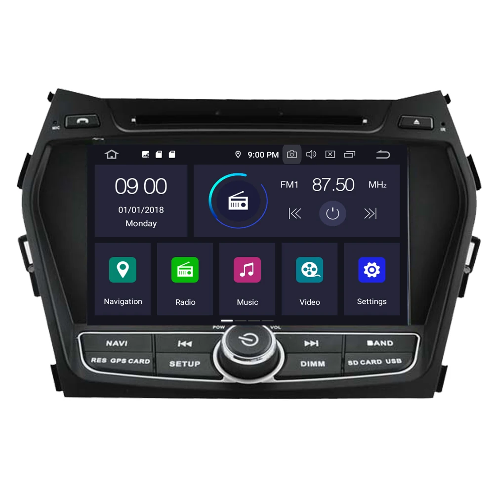 Discount RoverOne Car Multimedia System For Hyundai IX45 Santa Fe Santafe Android 9.0 Radio Stereo DVD GPS Navigation Media Music Player 1