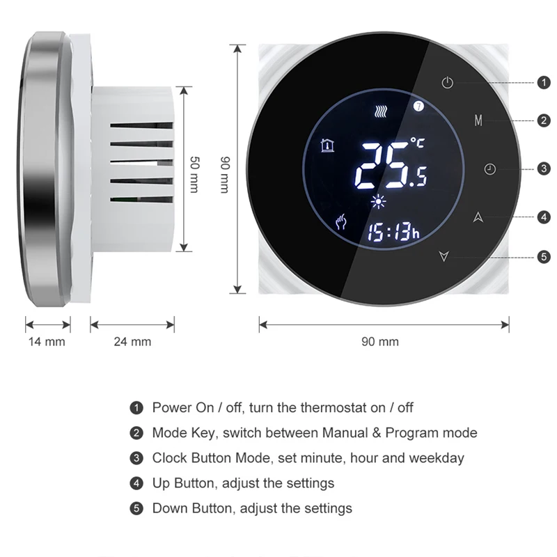 Smart Home BHT-6000-GALW Water floor Heating LCD Touch Screen Wifi Thermostat with Remote Control Works with Alexa Google Home