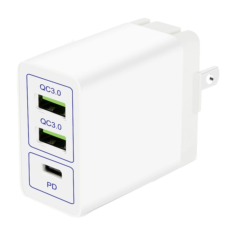 Usb type-C Pd зарядное устройство Qc3.0 2Usb+ type-C 6A быстрое зарядное устройство для телефона X, S8/S8 Plus в комплекте C-C кабель(Us Plug