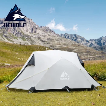 China Factory Hewolf Outdoor Winter Camping Tent 2 Persons Double Layer Waterproof Aluminum Alloy Pole Breathable Double Doors Tent 1