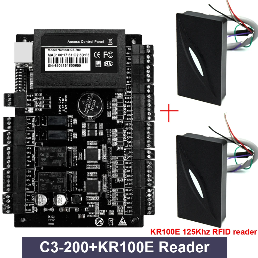 C3-200 and 2 reader KR100E C3-200 комплект на основе IP панель управления доступом к двери TCP/IP RS485 связь расширенный контроль доступа Wiegand 26 - Цвет: C3-200 and 2 reader