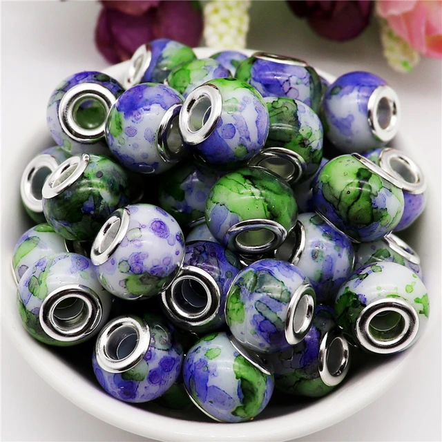 10Pcs/bag European Handmade Glass Beads Large Holes Spacer