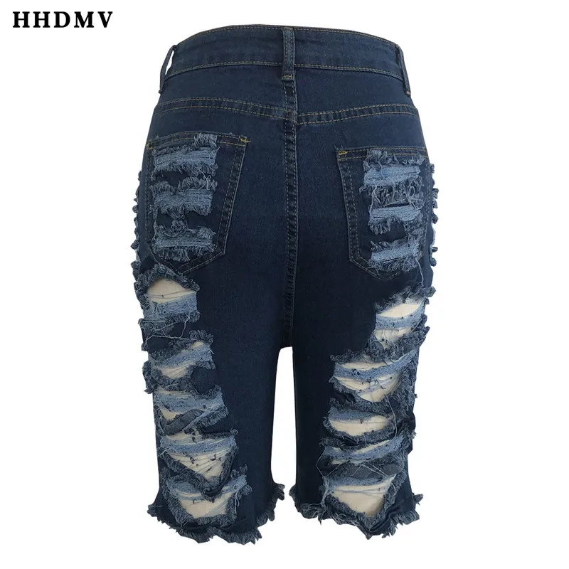 HHDMV GHSF12038 модные,, снижение возраста, хип-хоп стиль, джинсы, брючные пуговицы, рваные карманы, длина до колена, джинсовые штаны