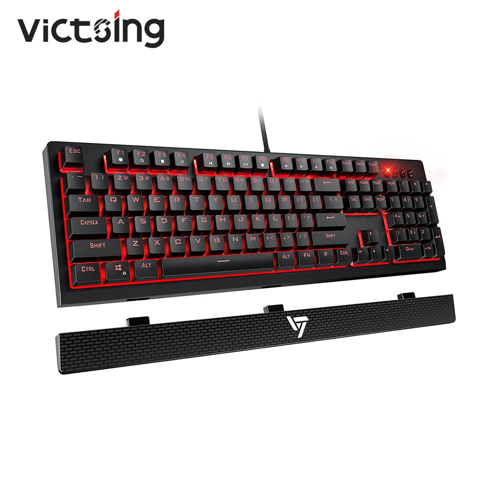 VicTsing PC175 механическая клавиатура 104 колпачки красный переключатель игровые клавиатуры с красным светодиодный подсветкой съемная подставка под запястье для ноутбука