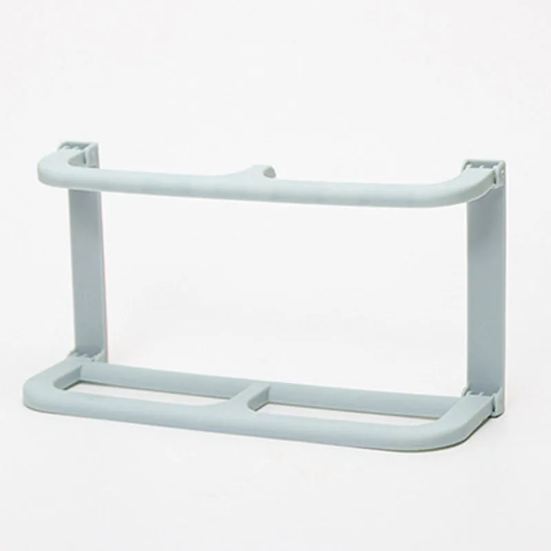 double-blue Wall-mounted Slippers Storage Rack Paste Folding Single/Double Layer Shoe Rack Holder Organizer - Цвет: double-blue