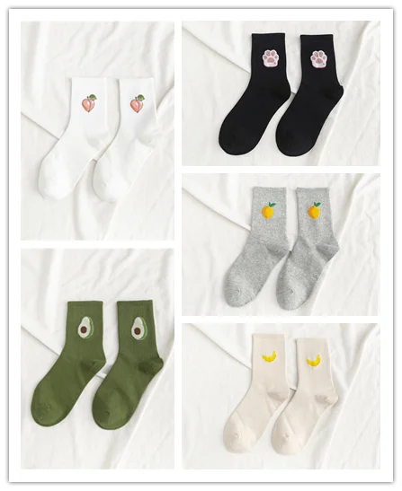 5 pairs 5 пар/упак. унисекс забавные фруктовые мужские носки Harajuku красочные средние Носки мужские 100 Хлопок Kawaii Размер 35-42 - Цвет: 5 pairs
