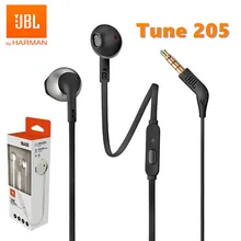 Original JBL T205/Tune 205 3.5mm Wired Headset Stereo Music Earbuds In ear HIFI Sport Earphones 1 button Control Hands free Call