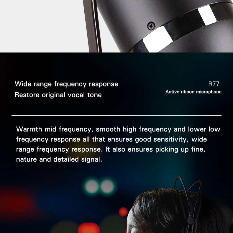 Alctron R77 ленточный микрофон, модный и классический вид, регулируемая функция
