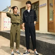 Мужские и женские комбинезоны с длинными рукавами, весенне-осенний комбинезон для влюбленных женщин, мужчин, хип-хоп, брюки карго, костюм для мужчин, цельный комбинезон, ремень