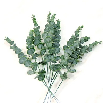 

Plastic Eucalyptus Leaves Fake Plant Branch Flower Material DIY Flower Wall Wedding Wreath Greenery Plant Leaf Decor Home Garden