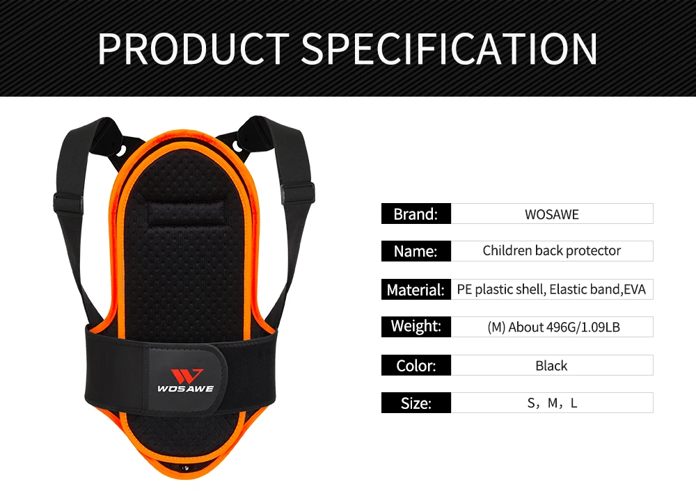 WOSAWE детская мотоциклетная защита для задней панели мотоцикла катания на