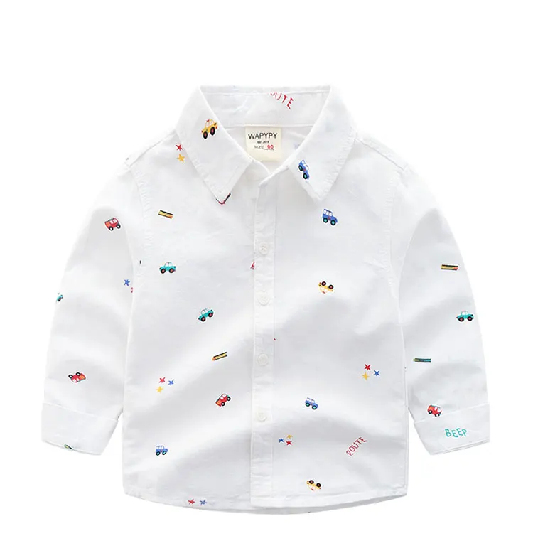 Childrenswear Long-sleeved Shirt Spring And Autumn New Style Children Pure Cotton Fold-down Collar Pointed Collar Small BOY'S Ba