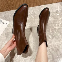 

Luxury Fashion Boots Female 2022 New British Retro Pointed Ankle Boots Rear Zipper Hoof Heels Chelsea Boots Zapatos De Mujer