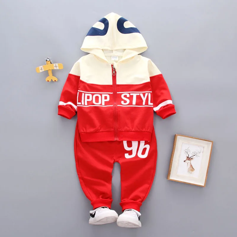 JG 96 red Демисезонный новыми рисунками, детский спортивный костюм для маленьких мальчиков и девочек толстовки на молнии Брюки 2 шт./компл. для новорожденных, Модный комплект из двух предметов одежды - Цвет: JG 96 red