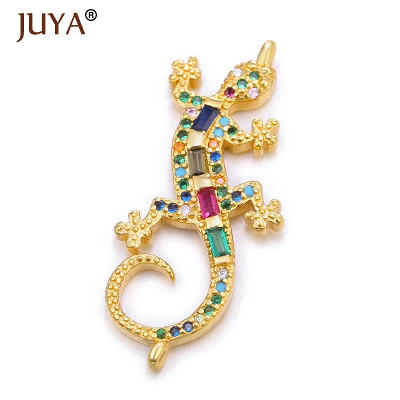 gold JUYA роскошный Цветной Циркон Кристалл животных Шарм Разъемы для изготовления ювелирных изделий Компоненты Diy аксессуары - Цвет: gold