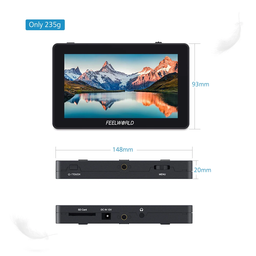 FEELWORLD F6 Plus 5,5 дюймовый накамерный полевой монитор Комплект 1920*1080 пикселей HD ips сенсорный экран для камеры видеокамеры