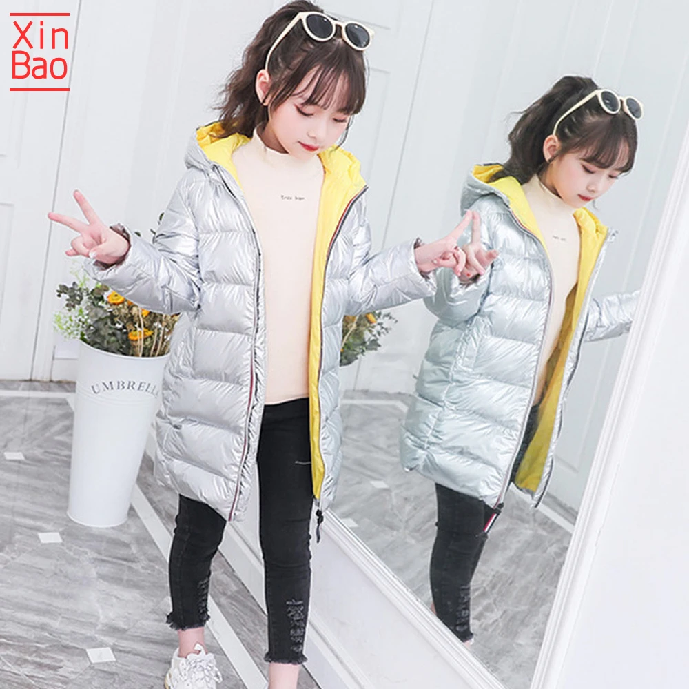 XINBAO-30 градусов, зимняя куртка для девочек, теплые белые пуховики на утином пуху, водонепроницаемое пальто, Детское пальто с капюшоном, детский зимний комбинезон