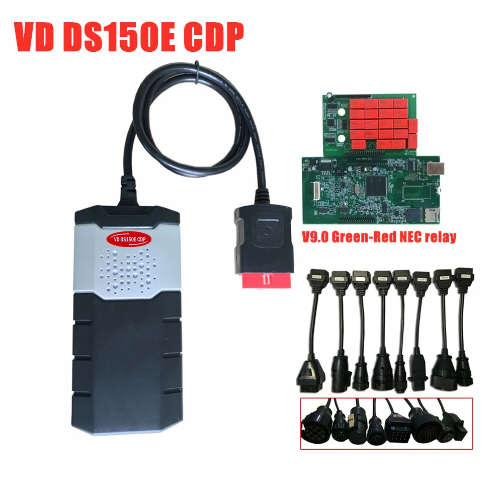 v9.0 плата vd ds150e c-d-p с bluetooth 2016R0/2015R3 OBD2 сканер инструмент для delphis+ полный 8 автомобилей/грузовиков Кабели - Цвет: without bluetooth