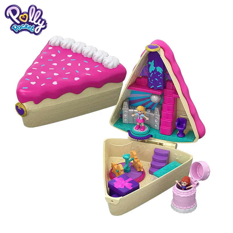 Mini Polly Pocket Gateau D Anniversaire Authentique Scene De Carnaval Jouet Pour Fille A L Etranger Poupees Aliexpress