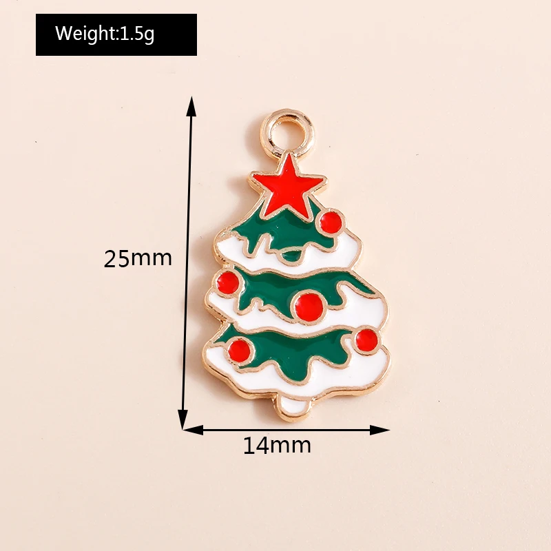 Leslie 10 Stück Mix Emaille Weihnachtsbaum Charms Niedlicher Kiefernbaum Anhänger für Schmuckherstellung Diy Ohrring Halskette Herstellung Zubehör – Detail 5