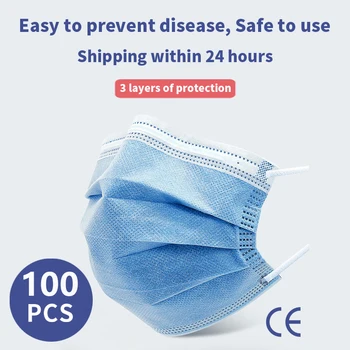 

Fast Delivery 10-100pcs Masks Disposable Protective 3-layer Anti Bacterial Dust-proof Breathable Waterproof Meltblown Cloth Mask