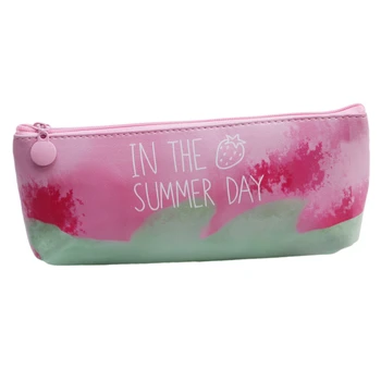 

LKEEP 17*3.5*7.5cm Cute Strawberry Cosmetic Bag PU Zipper Make Up Organizer Phone Pencil Case Girls Travel Organizador