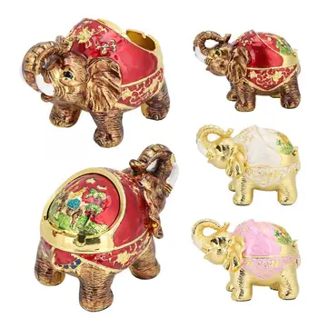 

Zinc Alloy Innovative Spherical Vintage Elephant Ashtray with Cover Multifunctional Office Home Accessories