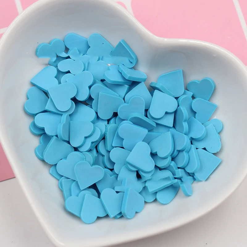 light blue 8mm 50 г кусочек сердца Полимерная Горячая мягкая глина разбрызгивает Красочные для поделок DIY пластик Klei крошечные милые частицы грязи клейкие аксессуары - Цвет: light blue 8mm