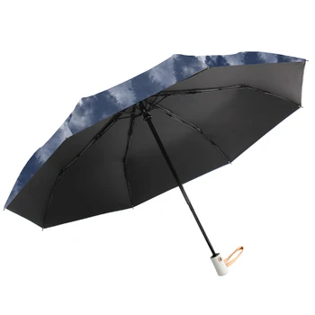 

Automatic Sun Women Umbrella Art Leaf Painting Beautiful Automatic Umbrella Parasol Lightweight Uv Protection Umbrella DD50YS