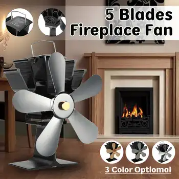 

Fireplace 5 Blade Heat Powered Stove Fan Log Wood Burner Eco Friendly Quiet Fan Home Efficient Heat Distribution