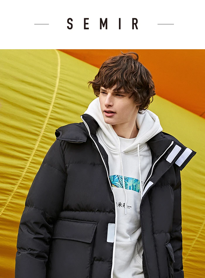 SEMIR оснастка Вниз Куртка мужская короткая волна зима молодежный тренд красивый толстый теплый взрослый Повседневный пуховик мужской
