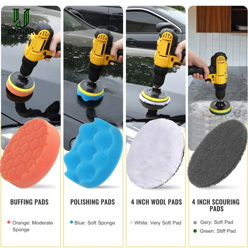 UNTIOR Drill Brush Attachment Set Power Scrubber Brush Car Polisher Bathroom Cleaning Kit with Extender Kitchen Cleaning Tools UNTIOR Drill Brush Attachment Set Power Scrubber Brush Car Polisher Bathroom Cleaning Kit with Extender Kitchen Cleaning Tools