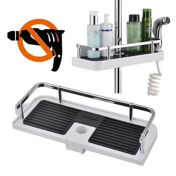 

Bathroom Pole Shower Shelf Organizer For Shower Head Shampoo Tray Holder Shower Storage Adjustable Organizer Supplies