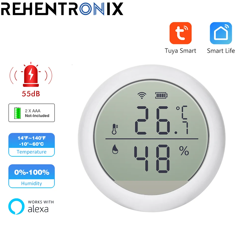 

Tuya Smart Life WIFI Temperature and Humidity Sensor Indoor Beep Alert Hygrometer Thermometer Detector Support Alexa Google Home