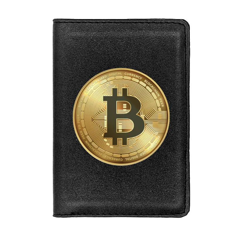 Fashion Men Women Passport Cover Pu Leather Cryptocurrency Bitcoin Printing Travel ID Credit Card Holder Wallet | Багаж и сумки