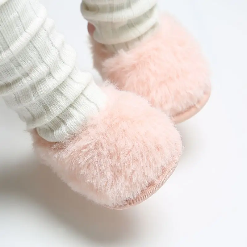 

Autumn Winter Baby Girls Boys Cotton Plush Flip Flop Cute Soft Solid Color Comfortable Warm Hairy High Quality Slip-On Slippers