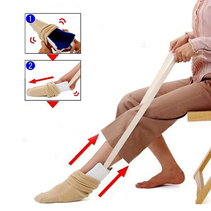 

Helps Put Socks On Off No Bending Convenient Shoe Horn Suitable For Socks Foot Brace Support Sock Removal Aid Helper Kit