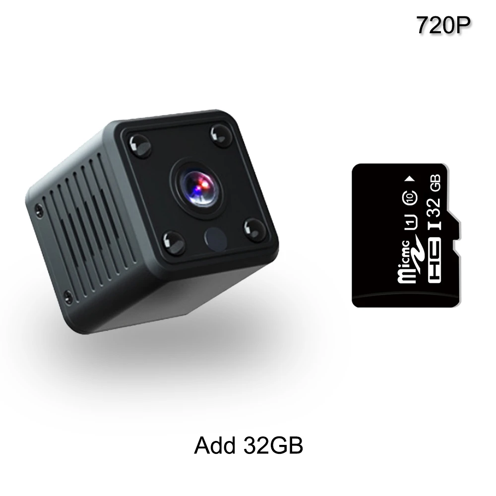 720P add 32GB Мини-камера, Wifi, 1080 P, HD видеокамера, заряжаемая, беспроводная, ночное видение, обнаружение движения, голосовой прием, Домашняя безопасность, маленькая камера - Цвет: 720P add 32GB