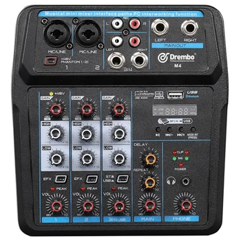 

6 Channel Protable Digital o Mixer Console with Sound Card,Bluetooth, USB, 48V Power for DJ Recording EU Plug