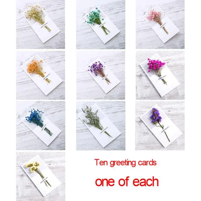 Ten greeting cards 10 шт. Гипсофилы сушеные Цветочные рукописные элегантные свадебные творческий подарок на праздник поздравительная открытка - Цвет: Ten greeting cards